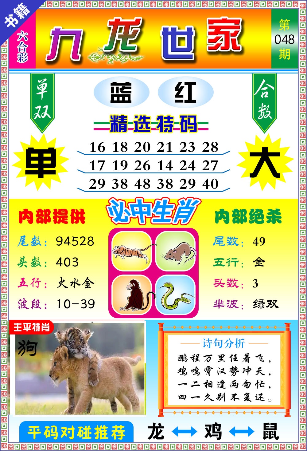 048期澳门九龙宝典[图]