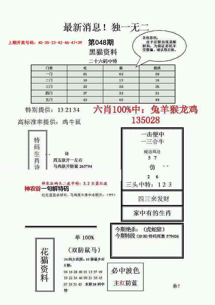 048期独一无二(正)[图]