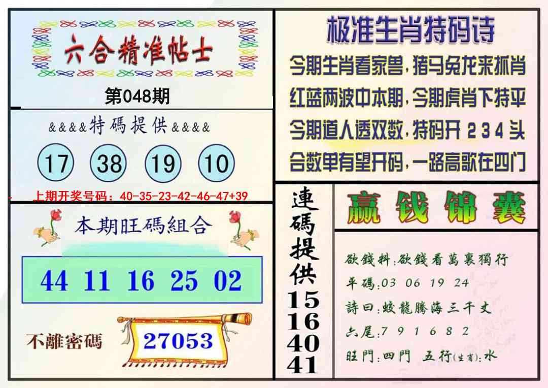 048期精准贴士[图]